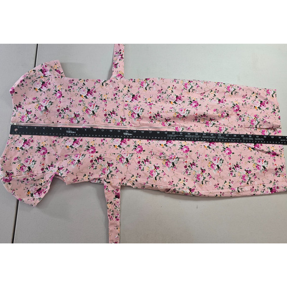 Rummies Dress Women's 6 Pink Floral Mini Short Cap Sleeve Tie Round Neck Zipper - Picture 9 of 16